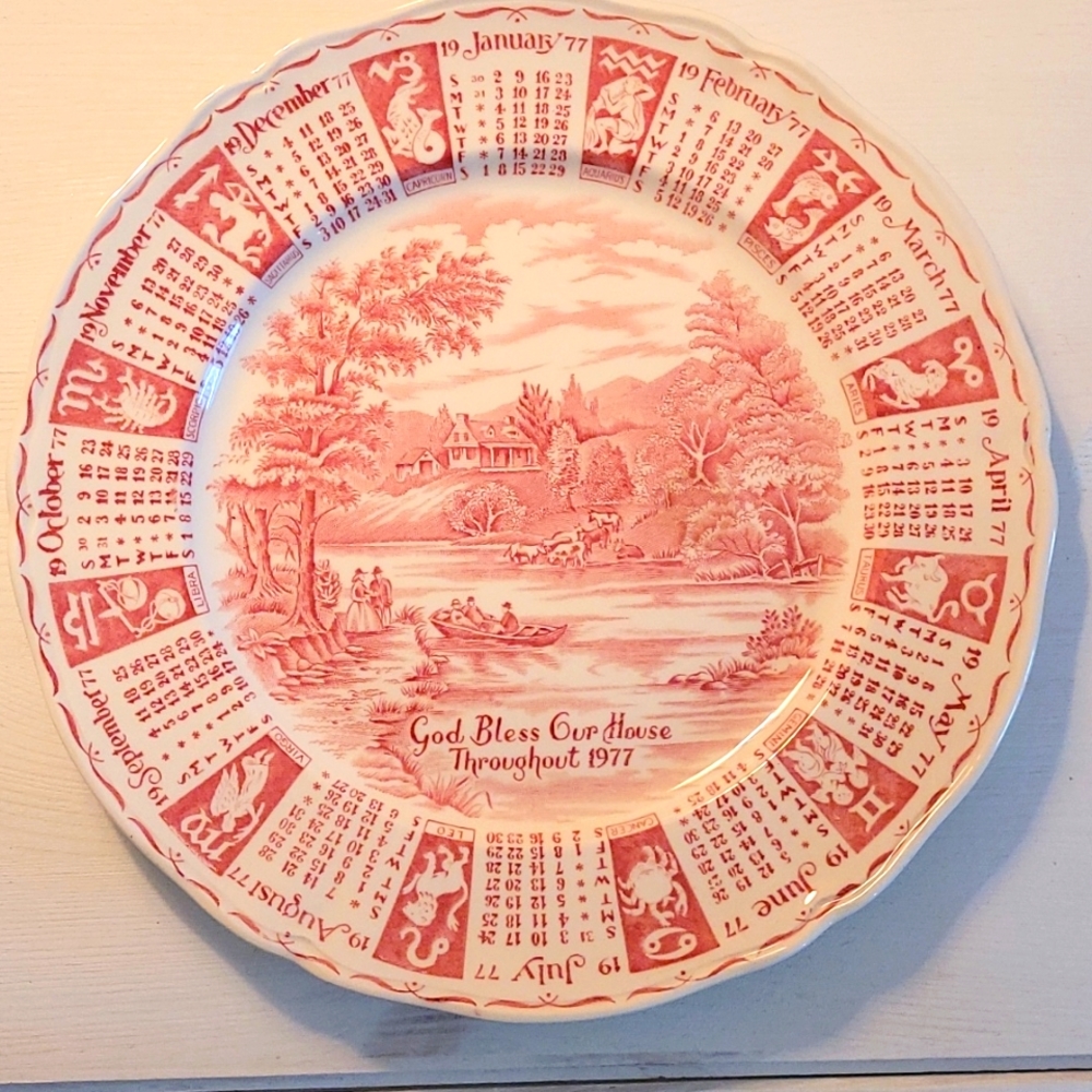 Vintage ALFRED MEAKIN Stafforshire England 1977 Calendar/Zodiac 9 in pla…